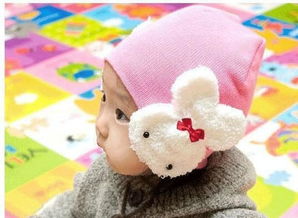秋冬帽子批发 韩版婴儿儿童小兔子护耳帽 宝宝卡通大兔子蝴蝶结帽价格 厂家 图片